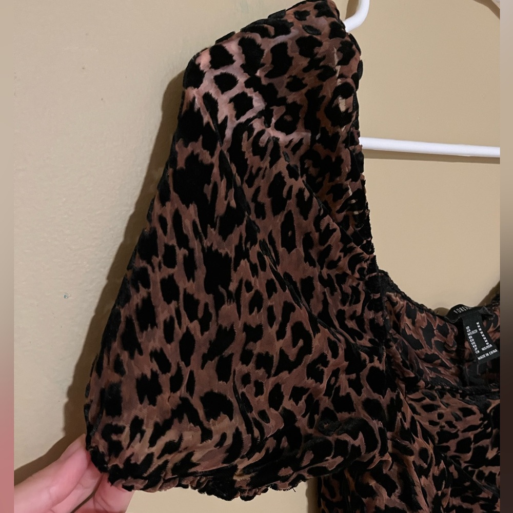 Forever 21 leopard ruched body suit
